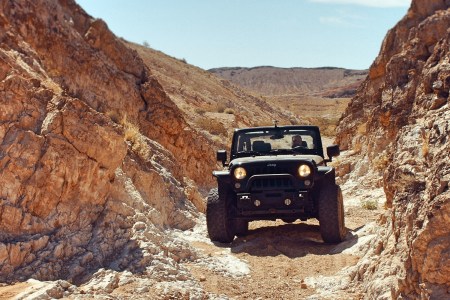 Black Jeep off-roading in the Nevada desert