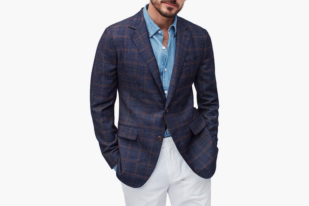Bonobos Slim Fit Plaid Unconstructed Wool Blazer