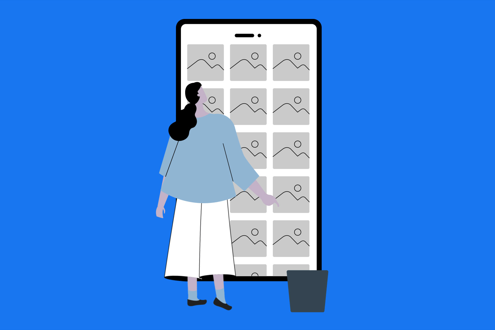 Illustrated version of Facebook's "manage activity" feature