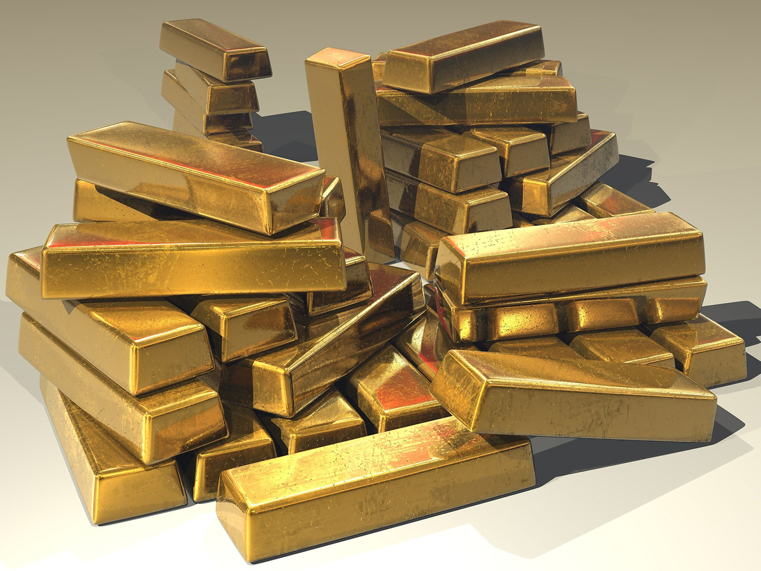 A pile of solid gold bars