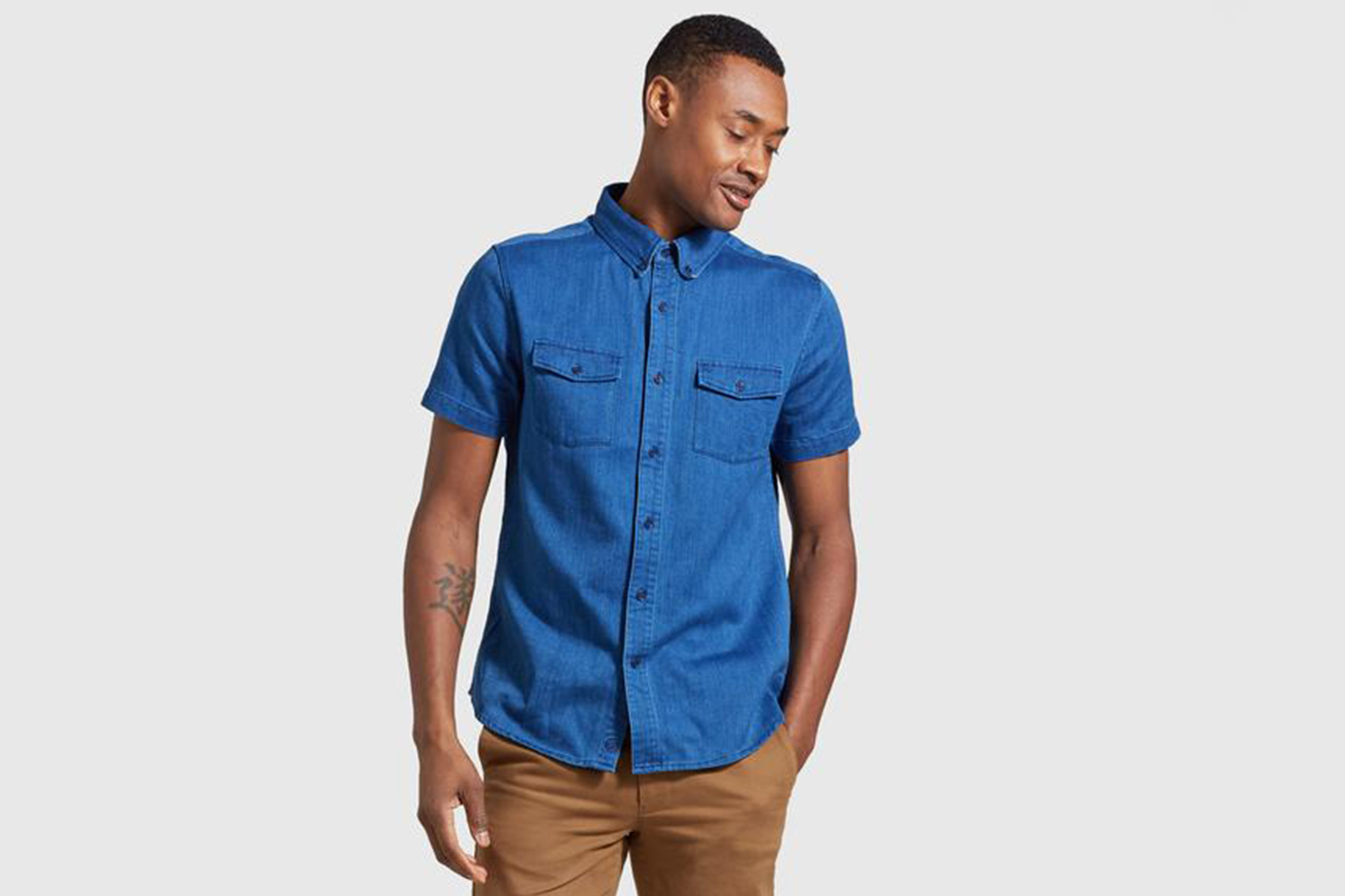 United By Blue Indigo Short Sleeve Button Down