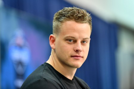 Joe Burrow during the first day of the NFL Scouting Combine. (Alika Jenner/Getty)