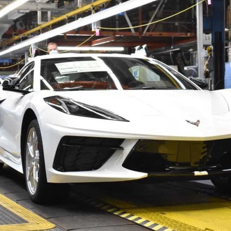 The 1,750,000th Chevrolet Corvette on the Bowling Green assembly line at GM