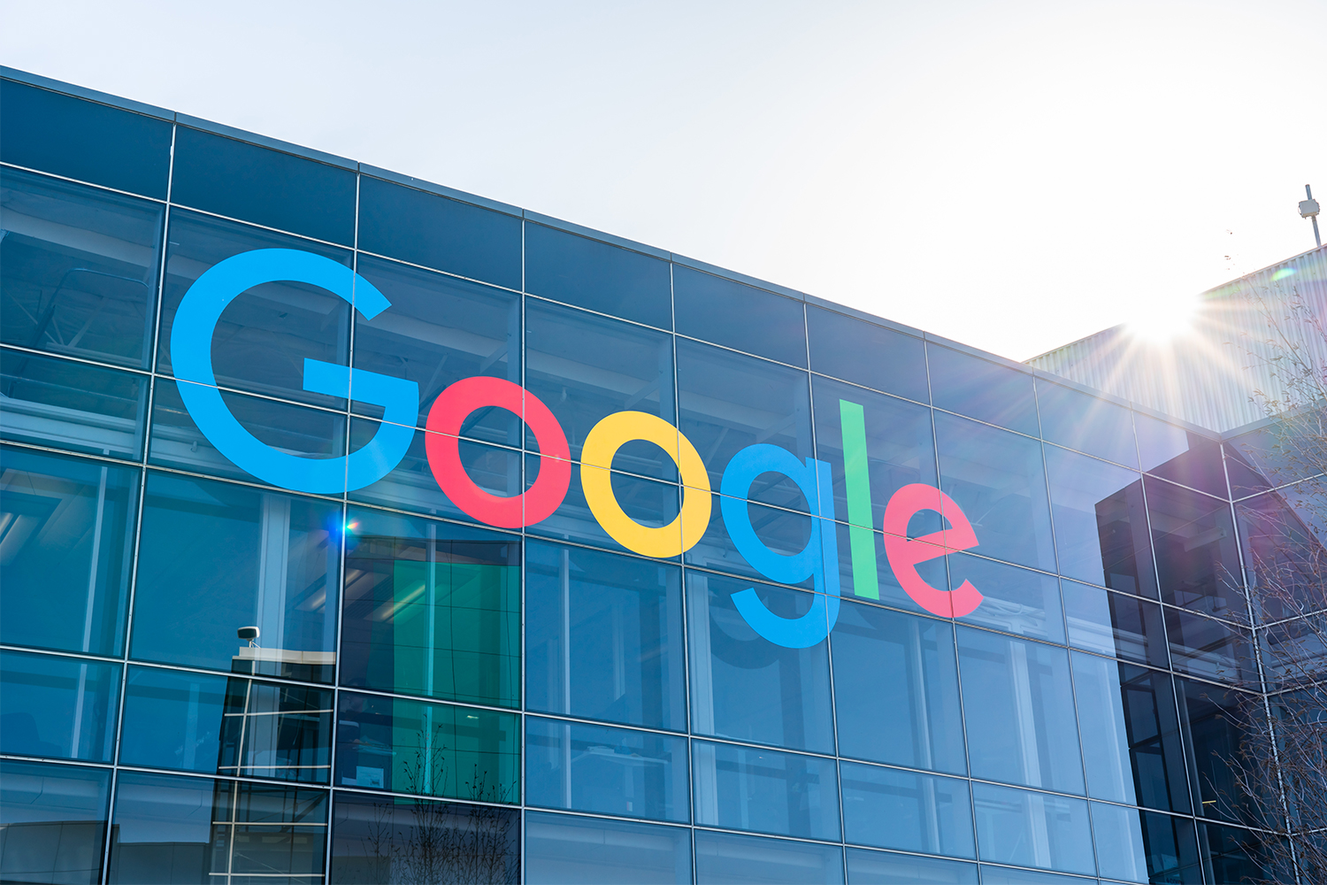 The Google logo on Googleplex, the headquarters of the tech giant and parent company Alphabet