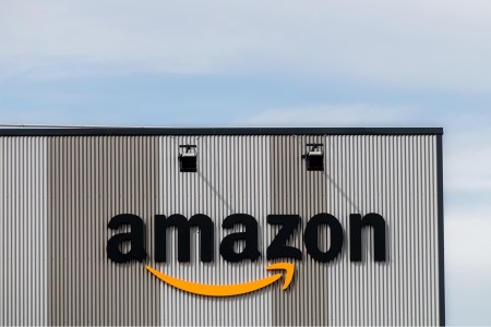 Amazon logo on a logistic center building
