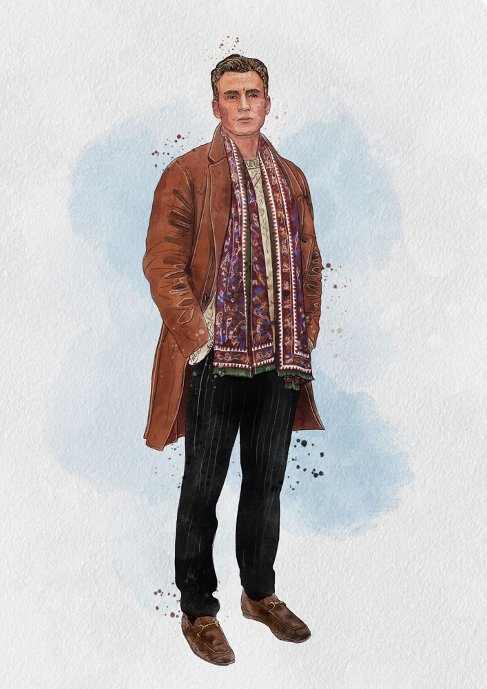 chris evans knives out fashion