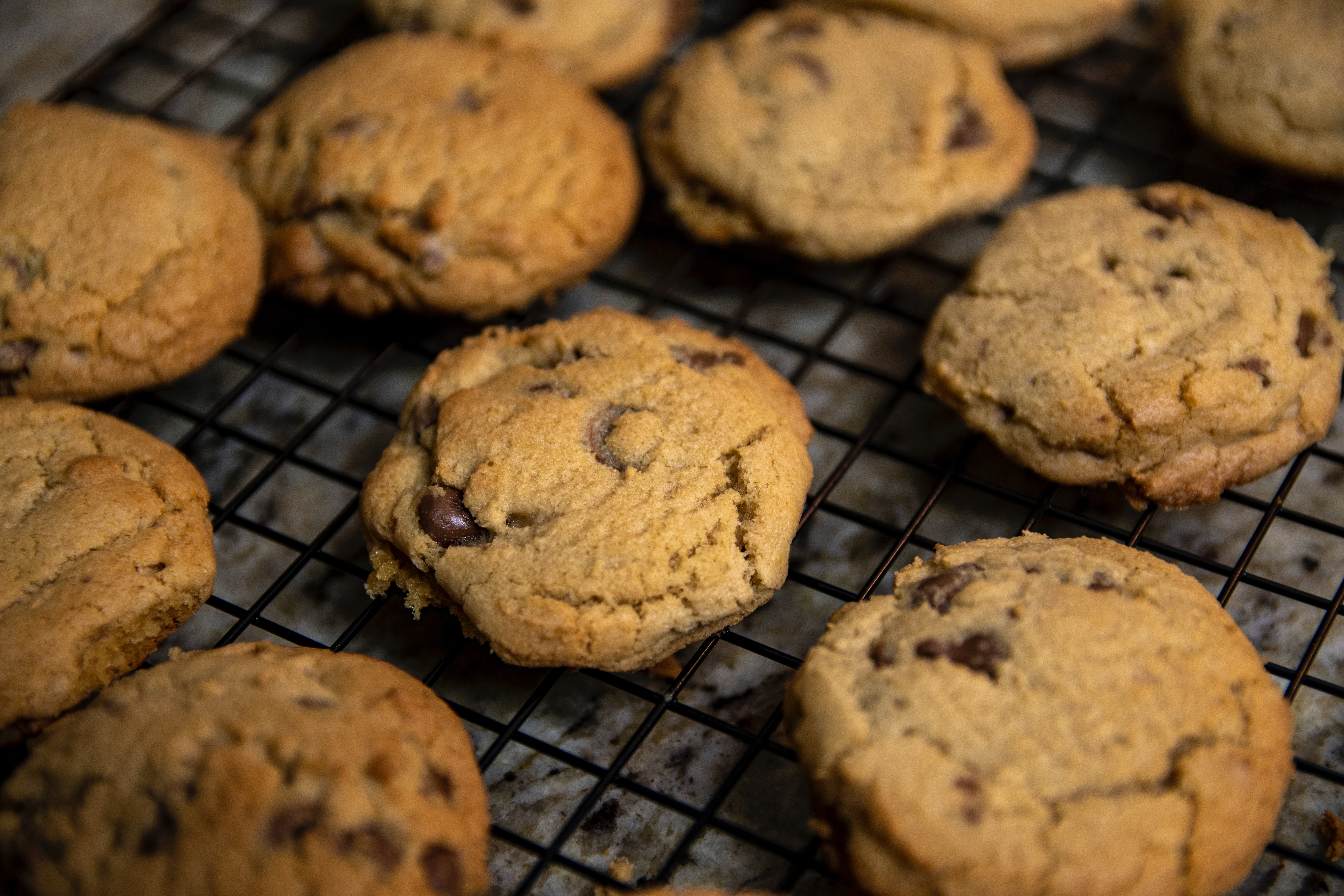 fresh baked cookies on a cooling rack