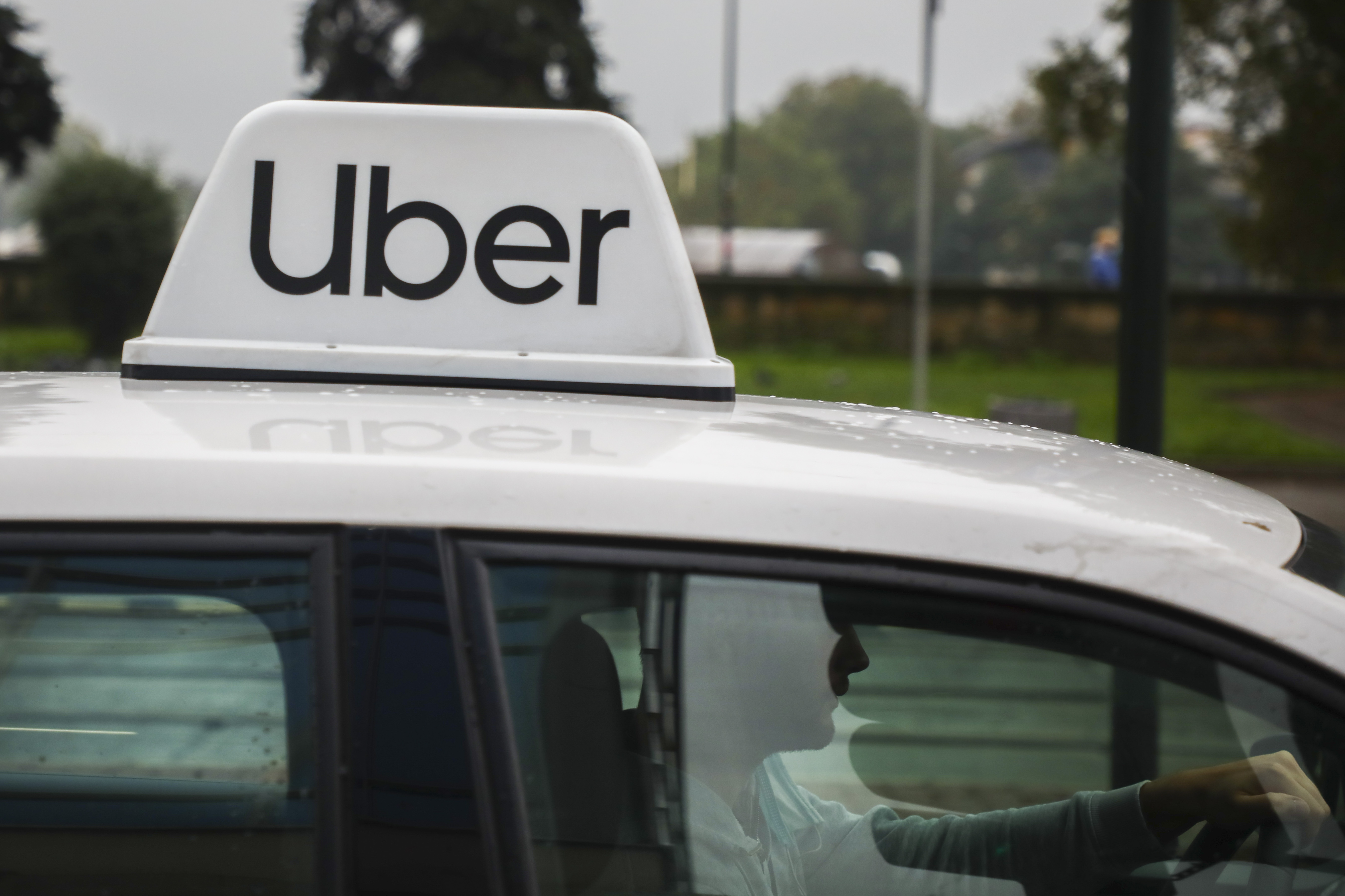 Uber sign on a car