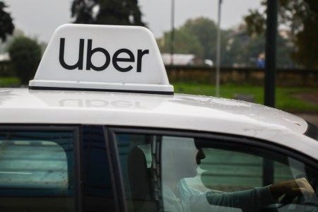 Uber sign on a car