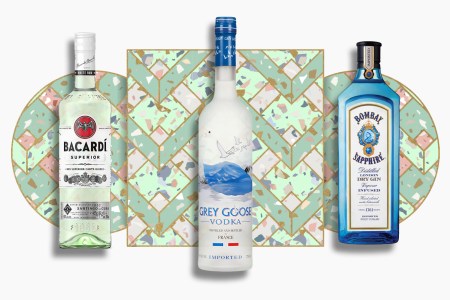 bacardi superior, grey goose and bombay saphirre bottles