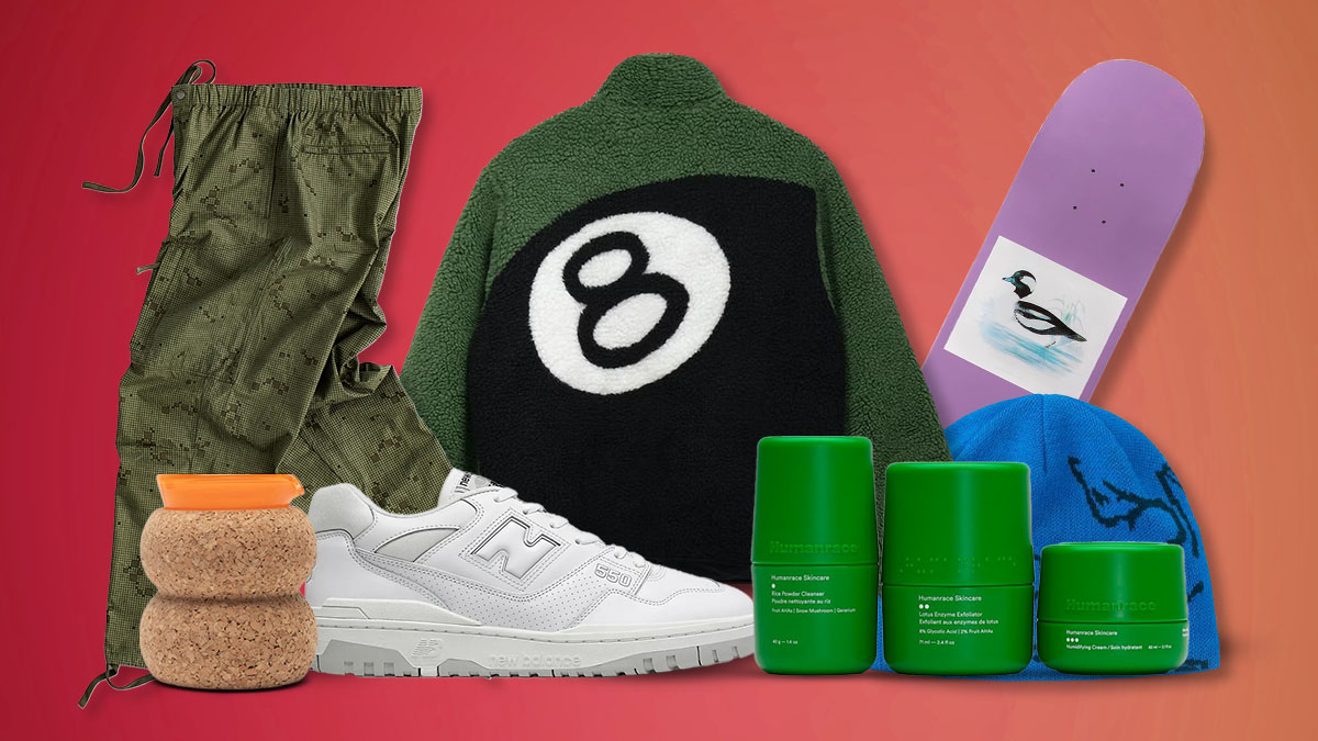 a collage of hypebeast gifts on a red tonal background