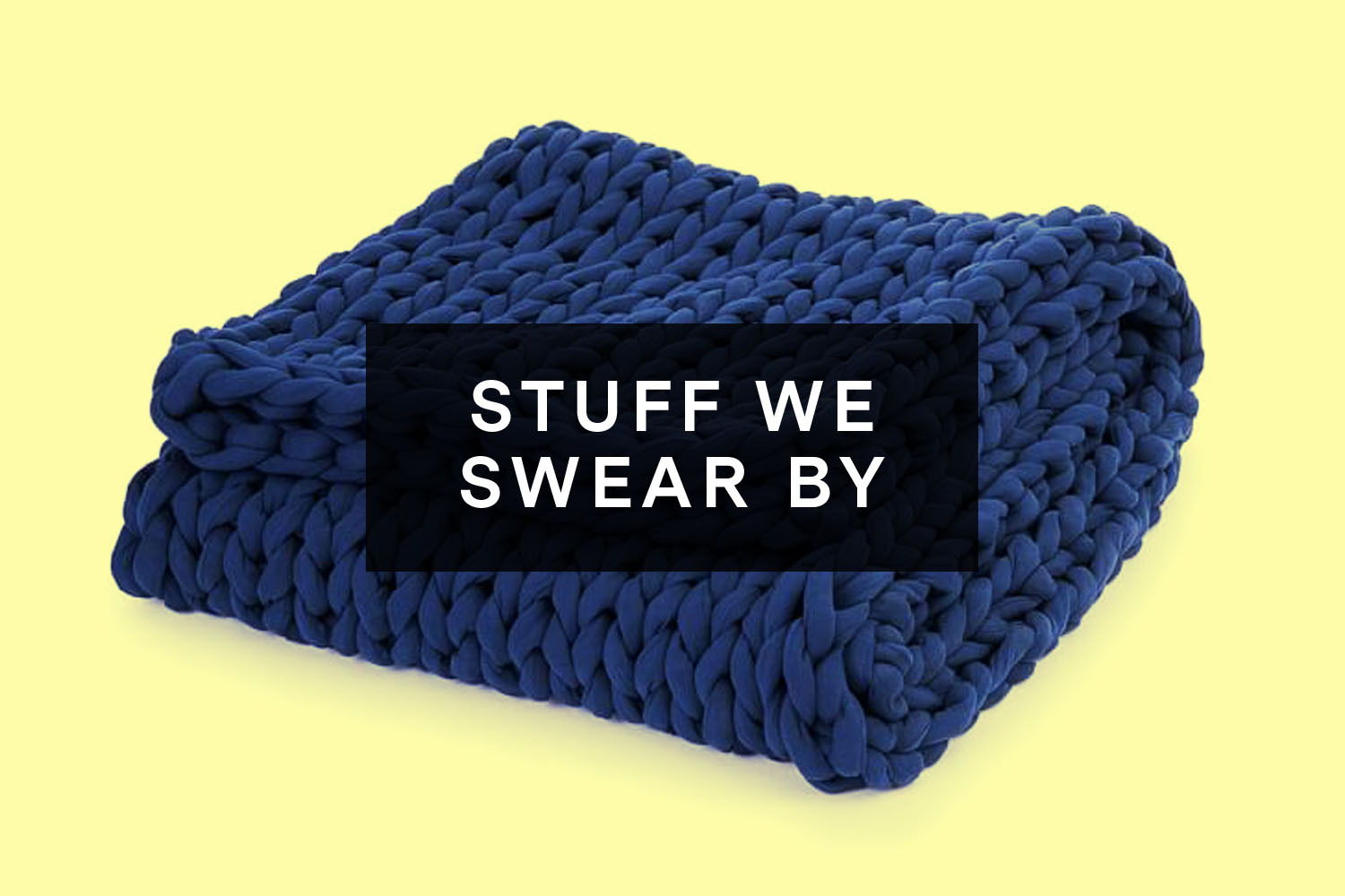 Bearaby Weighted Blanket in blue is one of our favorite weighted blankets for sleeping in hot or cold weather 2021