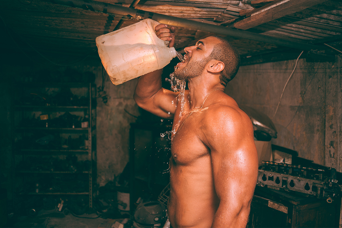 chugging water