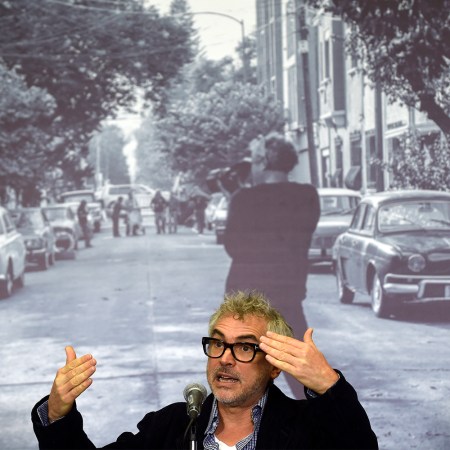Alfonso Cuaron filming the movie Roma