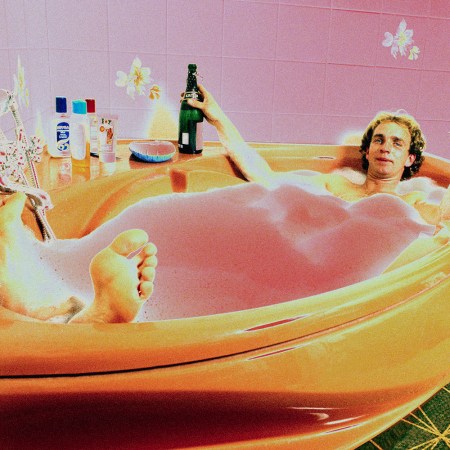 A man enjoying a bath.