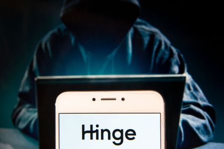 Online dating app Hinge logo is seen on an Android mobile