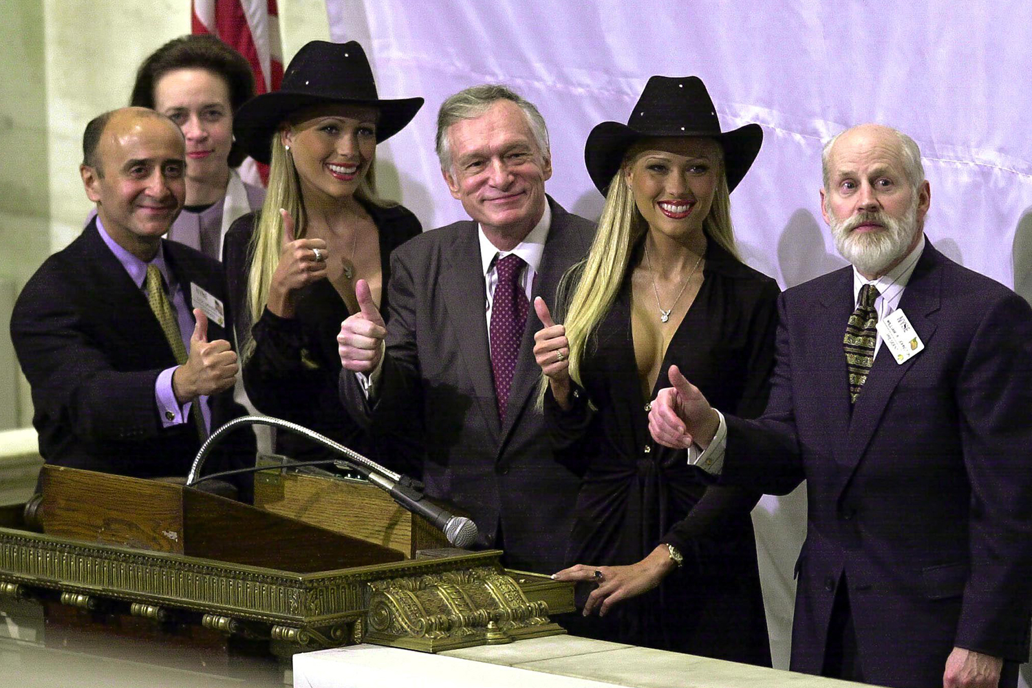 Playboy's Hugh Hefner at the New York Stock Exchange