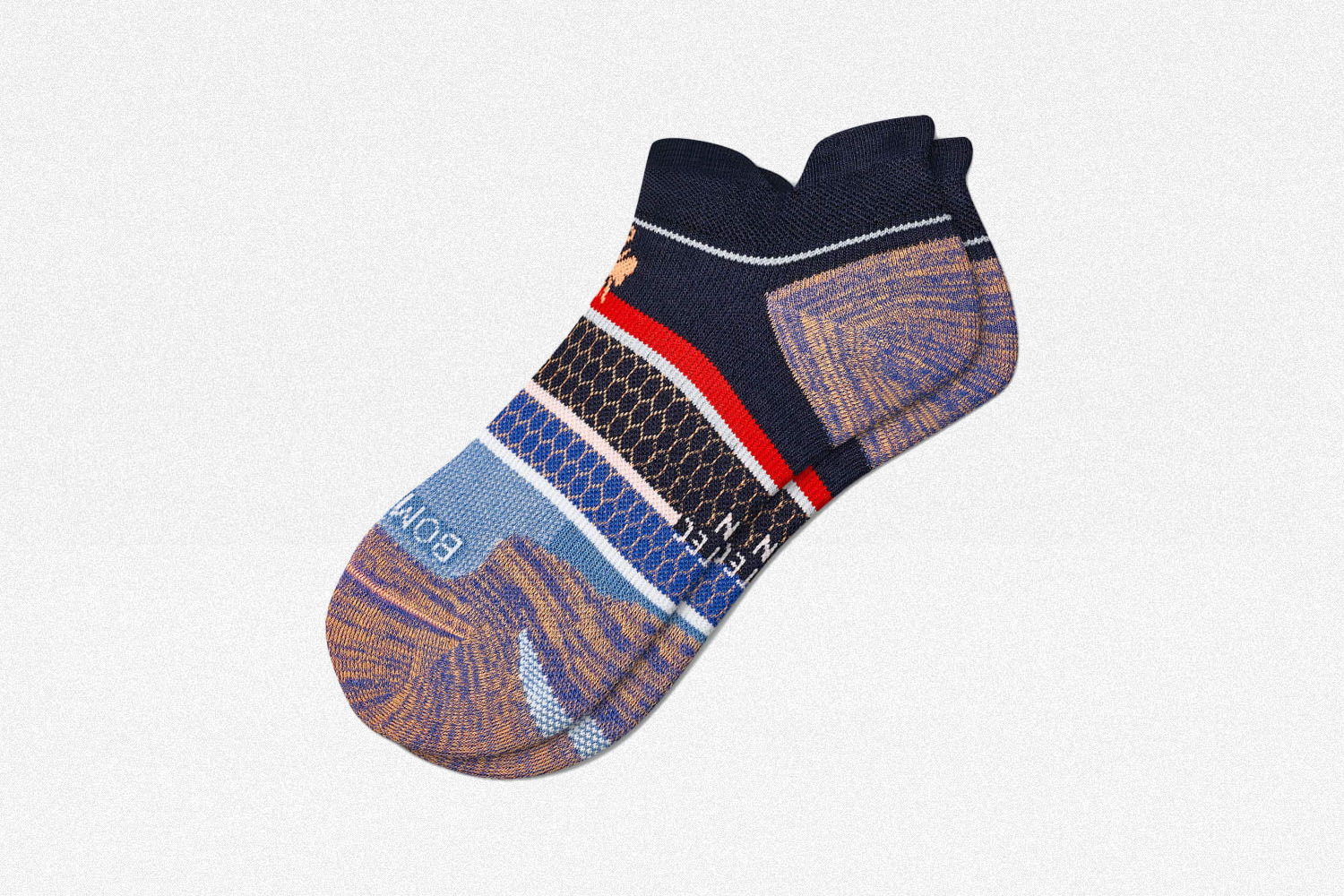 Bombas Performance Running Socks in navy stripes