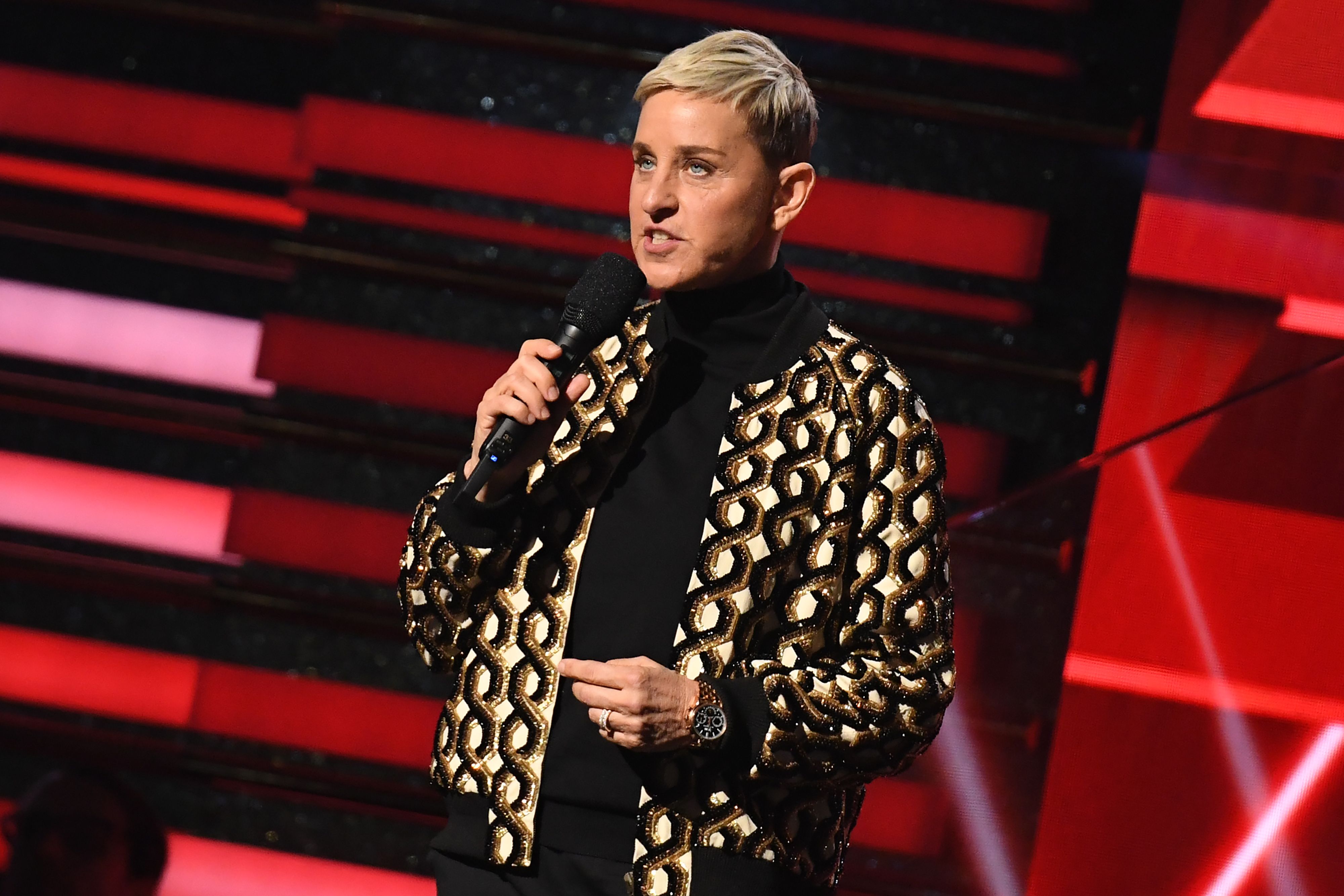 Ellen DeGeneres introduces Lil Nas X and Billy Ray Cyrus during the 62nd Annual Grammy Awards on January 26, 2020, in Los Angeles.