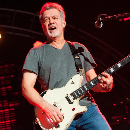 Eddie Van Halen of Van Halen performs at Perfect Vodka Amphitheatre in West Palm Beach, Florida