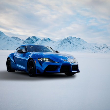 2021 Toyota Supra driving in winter