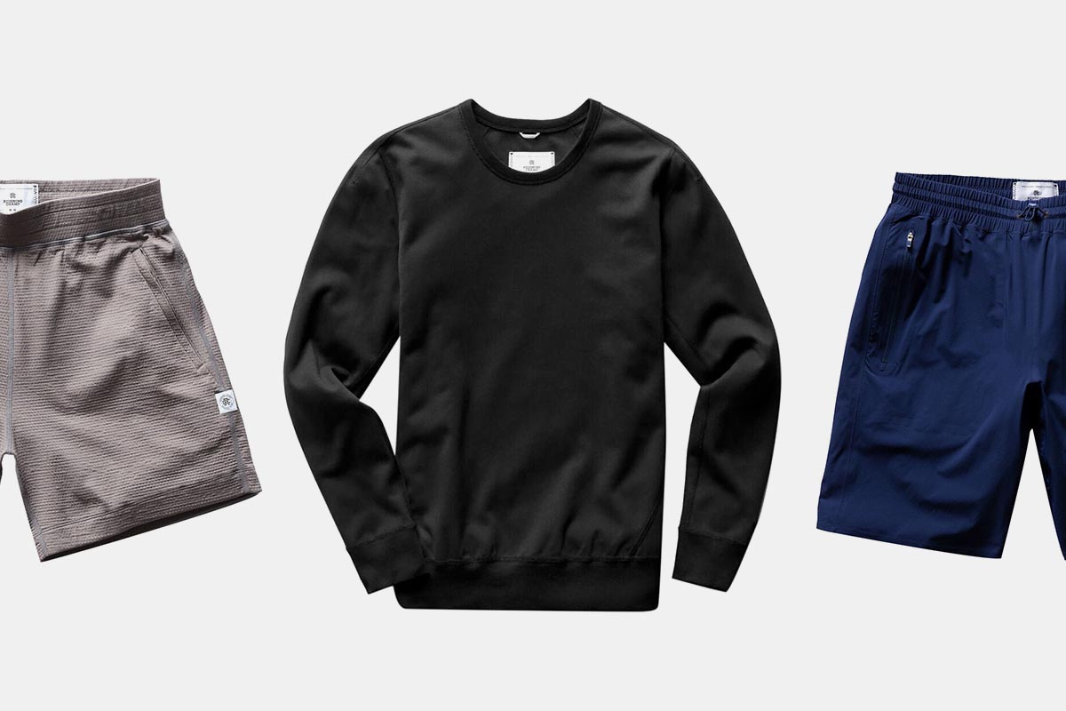 Men's shorts and a sweatshirt from activewear brand Reigning Champ