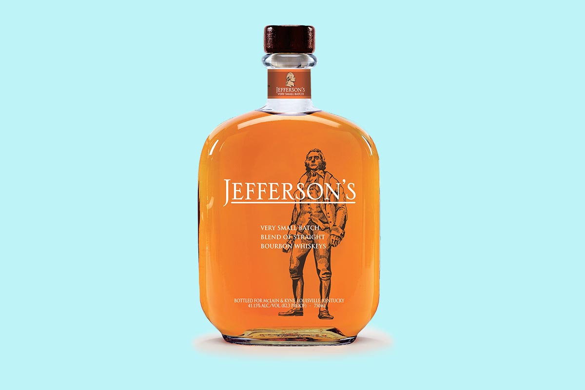Closeup of a Jefferson's Very Small Batch bottle