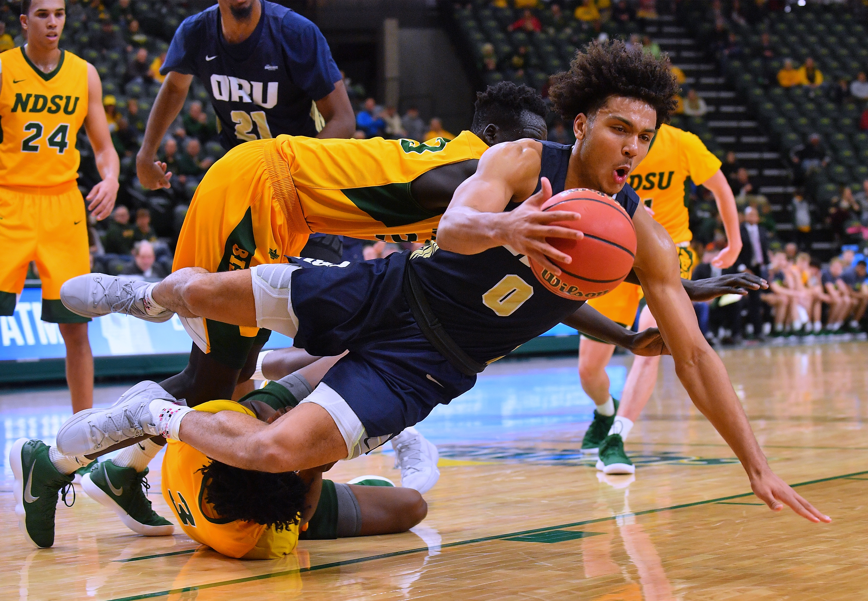 Kevin Obanor of the Oral Roberts Golden Eagles