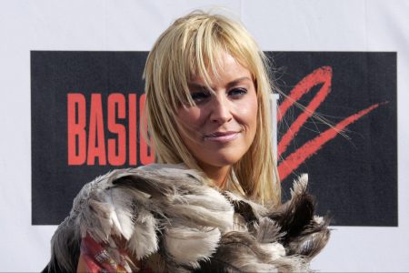 : US actress Sharon Stone poses during the photo call for Michael Caton-Jones' film Basic Instinct 2 : Risk Addiction, 15 May 2005 at the Carlton hotel during the 58th edition of the Cannes International Film Festival on the french Riviera