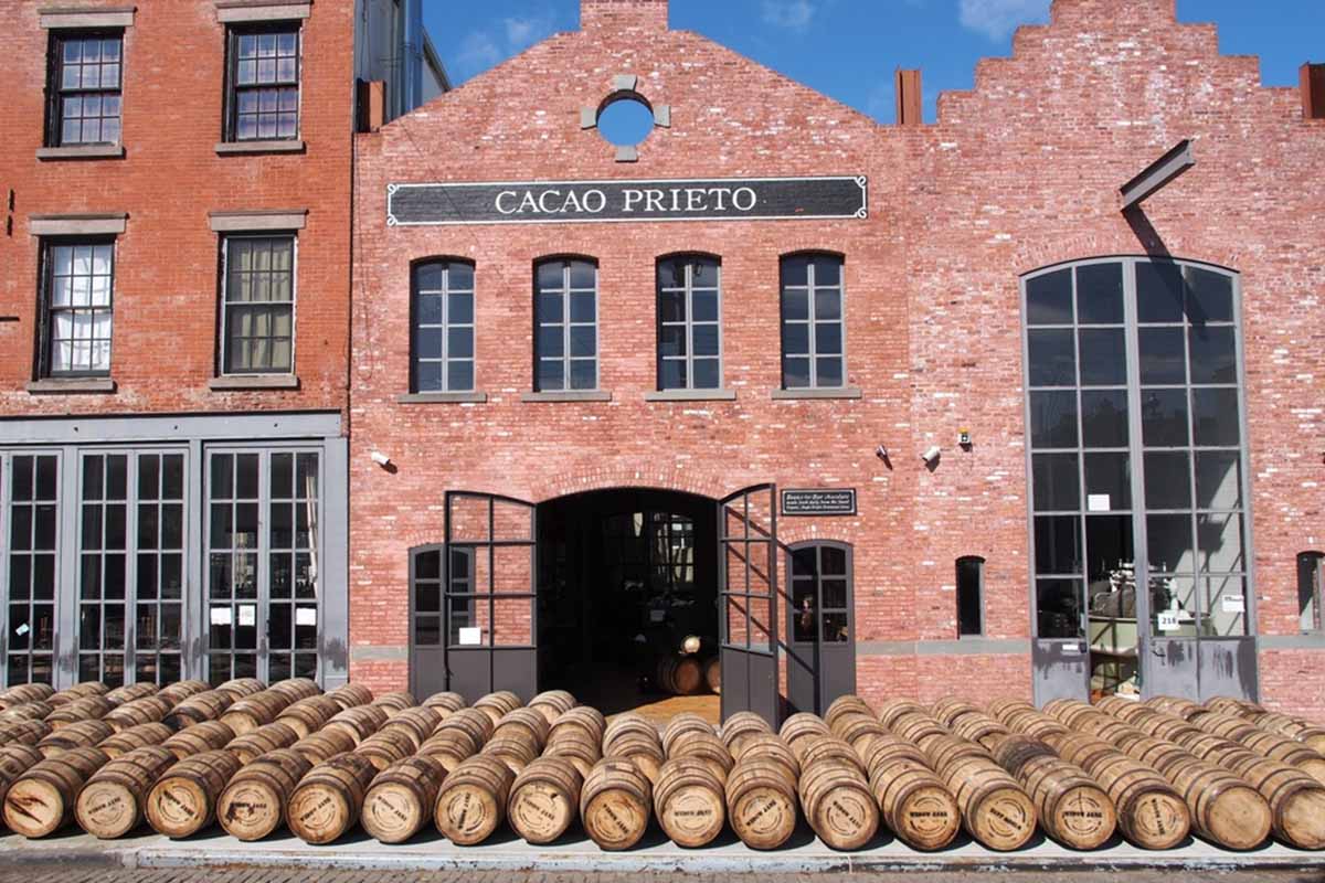 Barrels outside of Brooklyn's Widow Jane Distillery