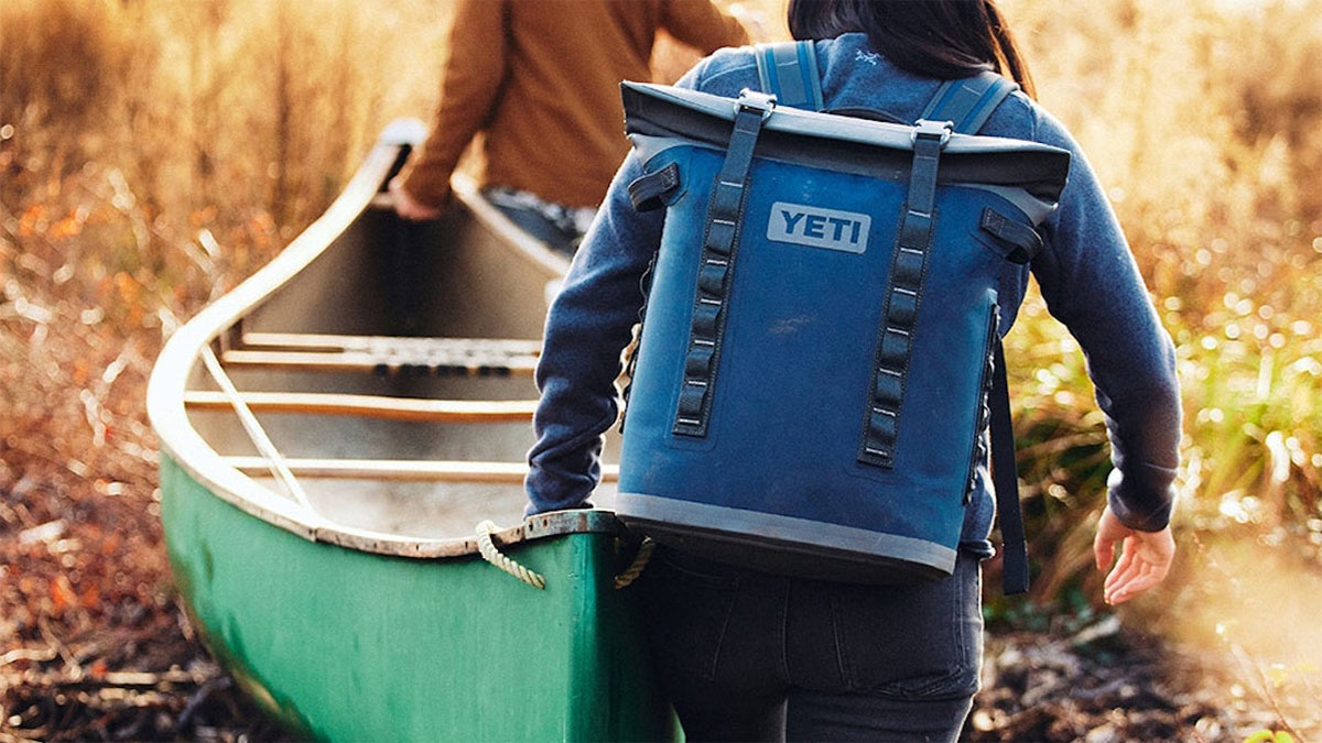 The best backpack coolers for 2024, in grey circle backgrounds.