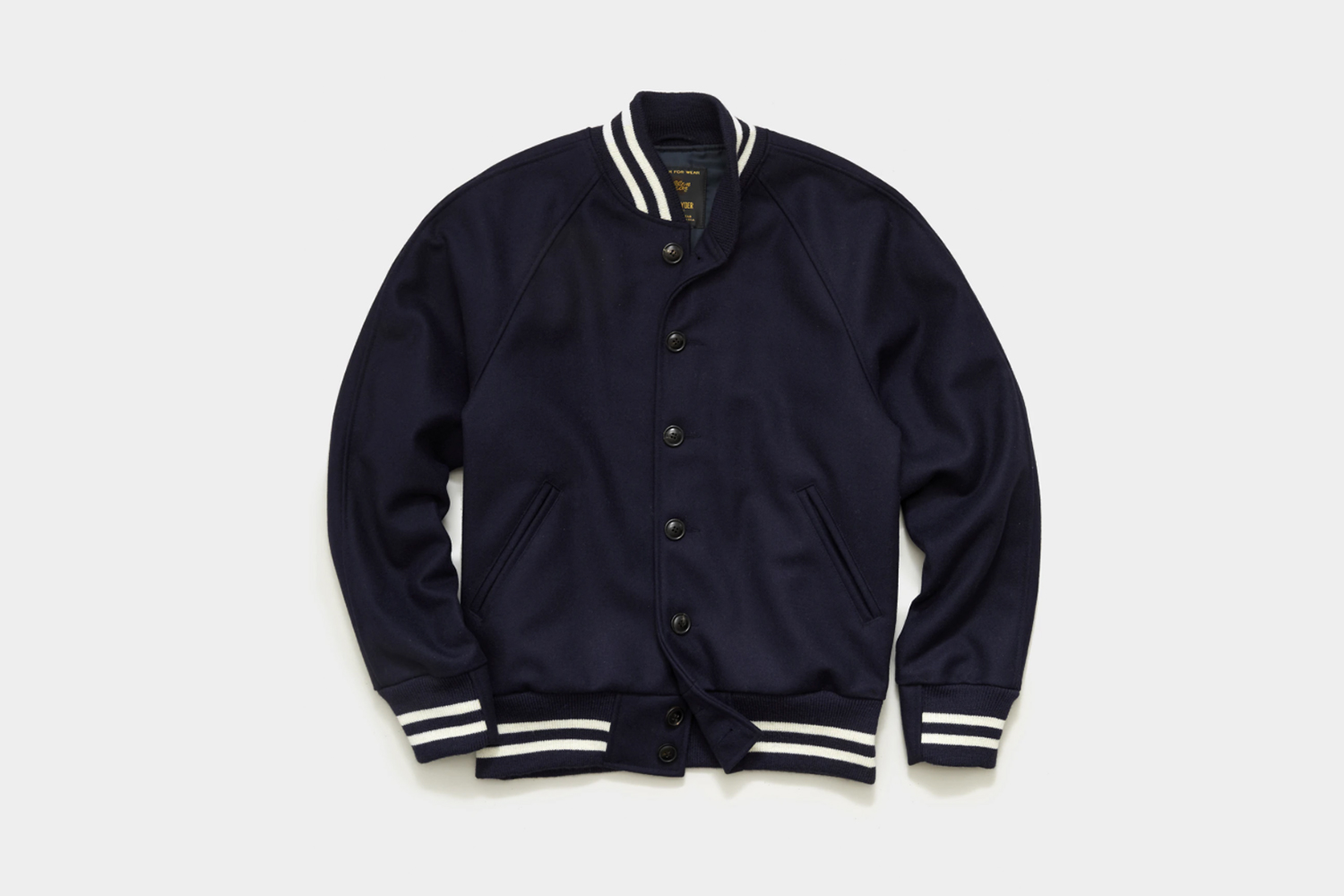 Golden Bear Wool Melton Letterman Jacket in Navy