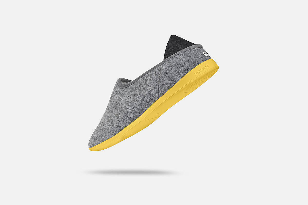a grey Mahabis slipper, now on sale at Huckberry