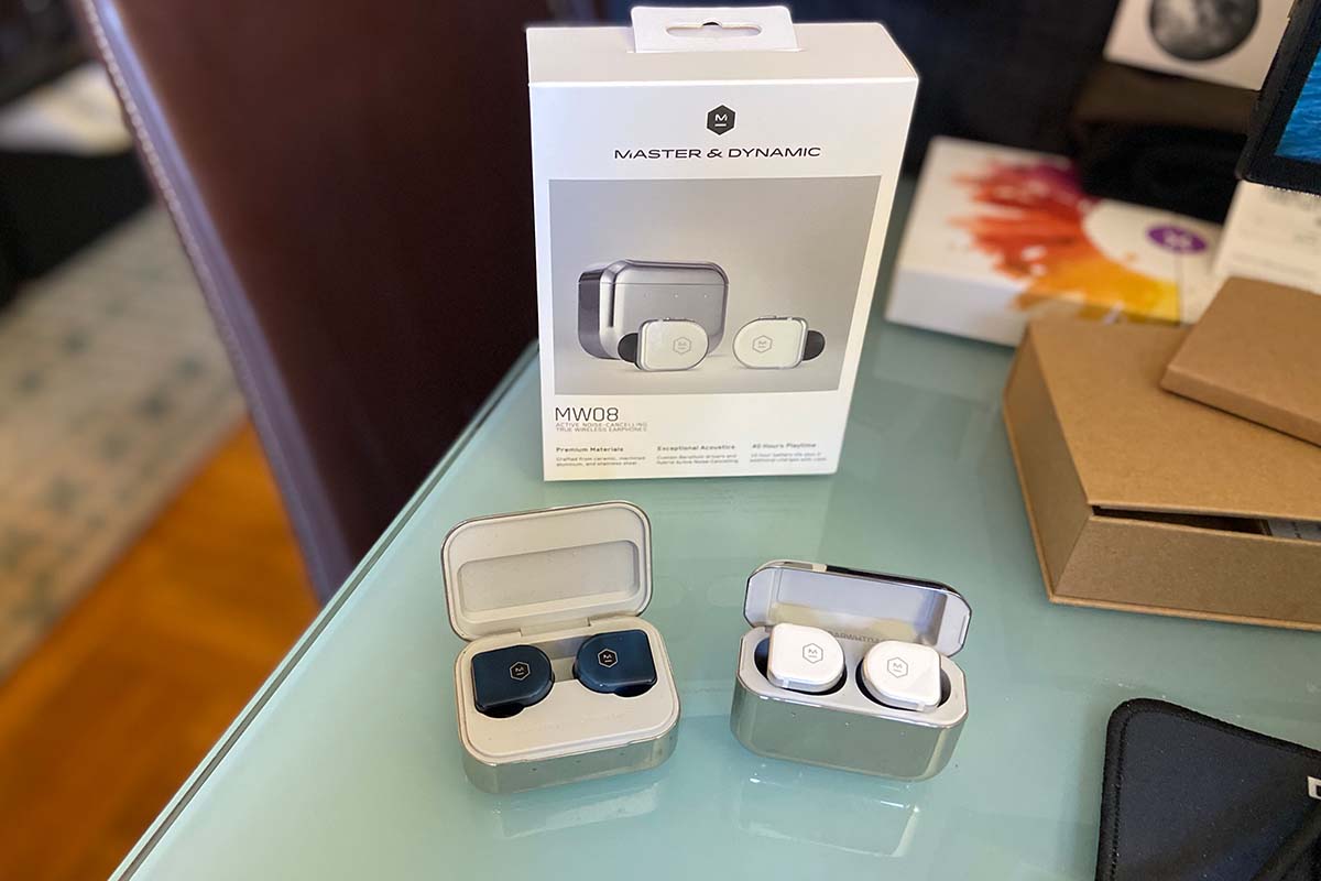 A side-by-side comparison of the MW07 Plus and MW08 earbuds from Master & Dynamic