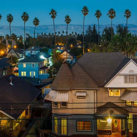 Houses and Palm Trees near San Jose California downtown district; San Jose is considered the most competitive housing market