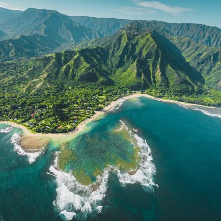 The Hawaiian island of Kauai as seen from above