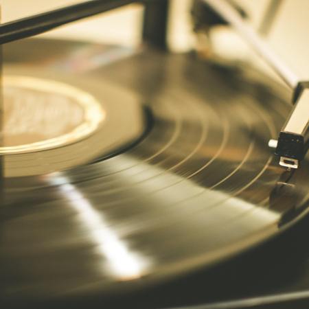Vinyl record on turntable
