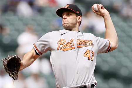 John Means pitches