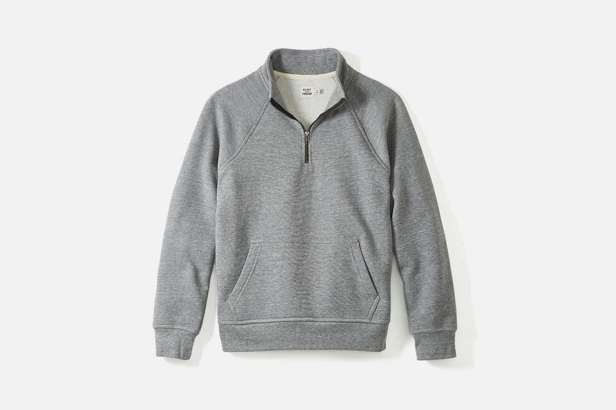 The grey Flint & Tinder Quarter Zip, now 20% off at Huckberry