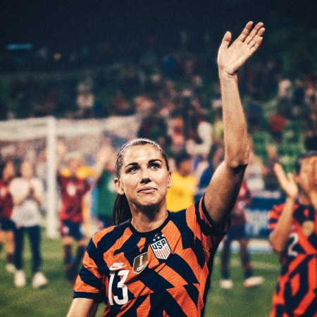 Alex Morgan of the USWNT waves to the crowd during a game between Nigeria and USWNT at Q2 Stadium on June 16, 2021 in Austin, Texas.