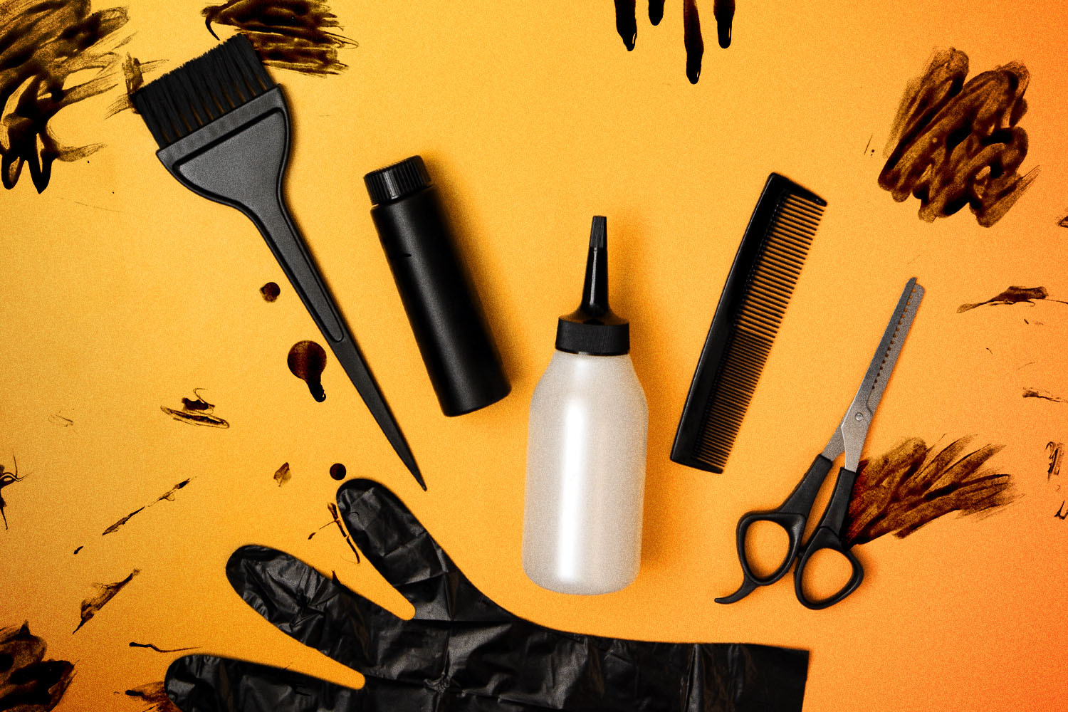 Three hair dye products for men on a blue background