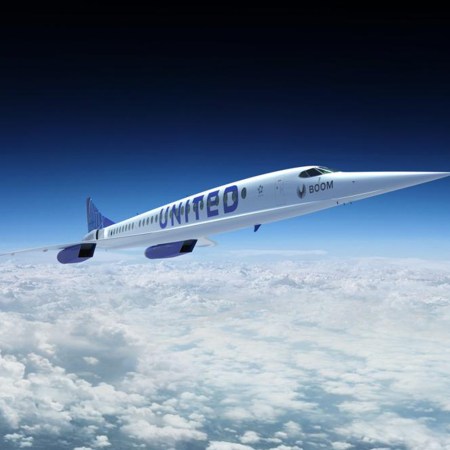 An artist’s rendering of a United Airlines Boom Supersonic Overture jet