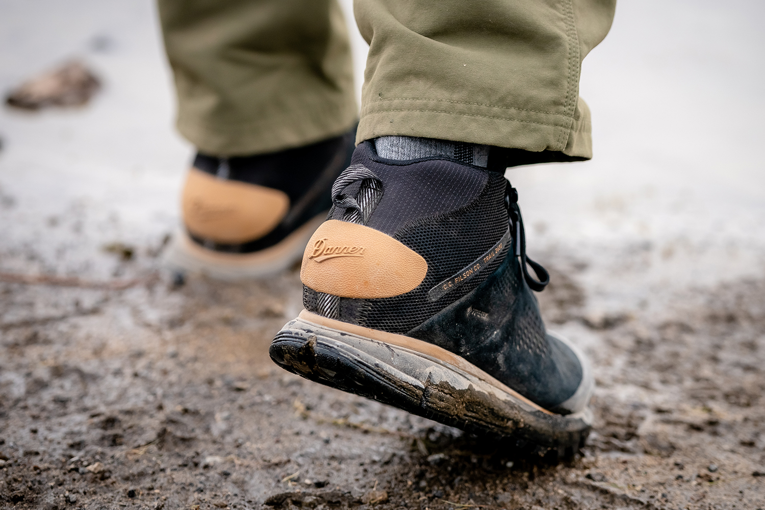 The heel counter on the Filson x Danner Trail 2650 Hiking Boots