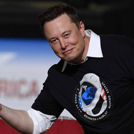 SpaceX founder Elon Musk gestures to the audience after being recognized by U.S. President Donald Trump at NASA's Vehicle Assembly Building following the successful launch of a Falcon 9 rocket with the Crew Dragon spacecraft from pad 39A at the Kennedy Space Center. NASA astronauts Doug Hurley and Bob Behnken will rendezvous and dock with the International Space Station, becoming the first people to launch into space from American soil since the end of the Space Shuttle program in 2011.