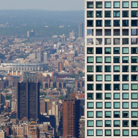 The skyscraper 432 Park Avenue, a residential building for the wealthy. A new apartment just went on sale for over $150 million.