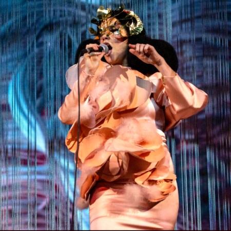 Björk performs onstage during her "Cornucopia" tour at The O2 Arena on November 19, 2019 in London, England.