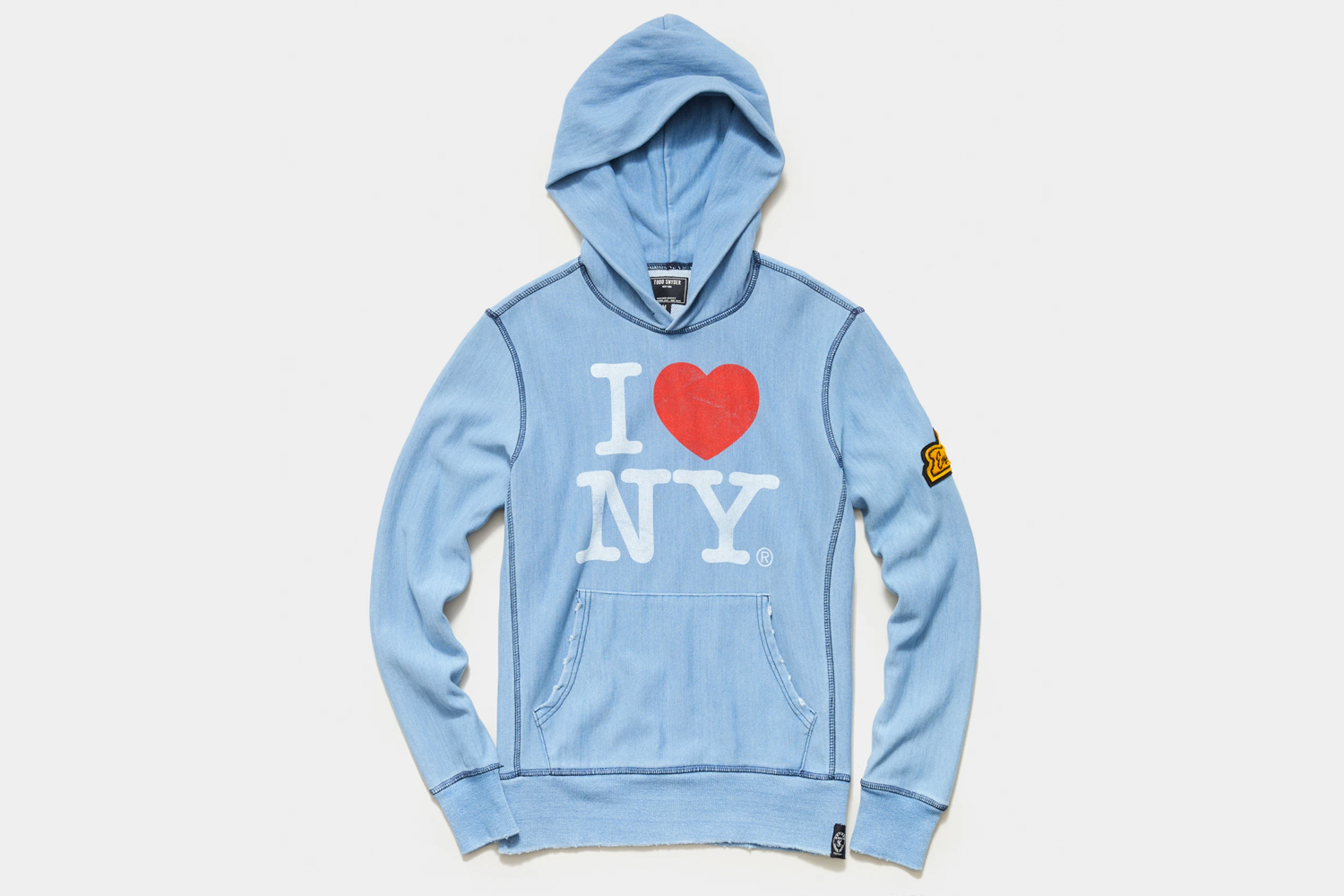 I Love NY Bleached Indigo Hoodie