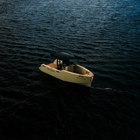 The Eelex 8000, an all-electric boat from Swedish company X Shore, sitting in the water. Can this yacht tender, now available in the U.S., revolutionize the boating industry?