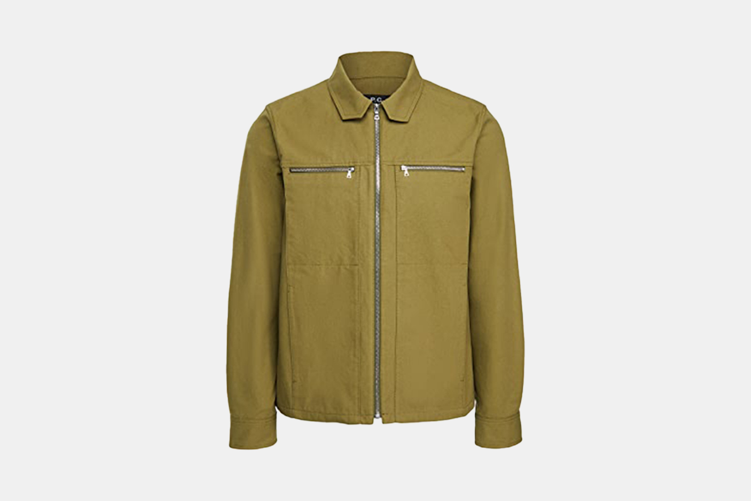 A green, zip up jacket.