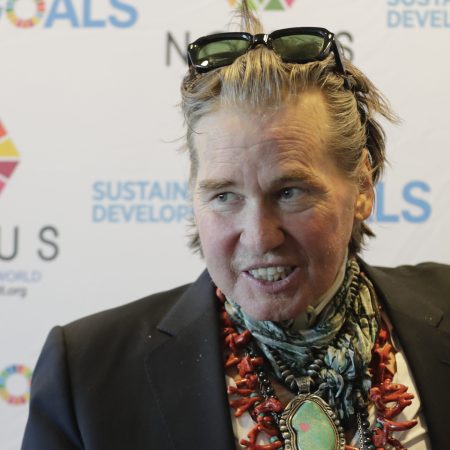 Actor Val Kilmer visits the United Nations headquarters in New York City, New York to promote the 17 Sustainable Development Goals (SDGs) initiative.
